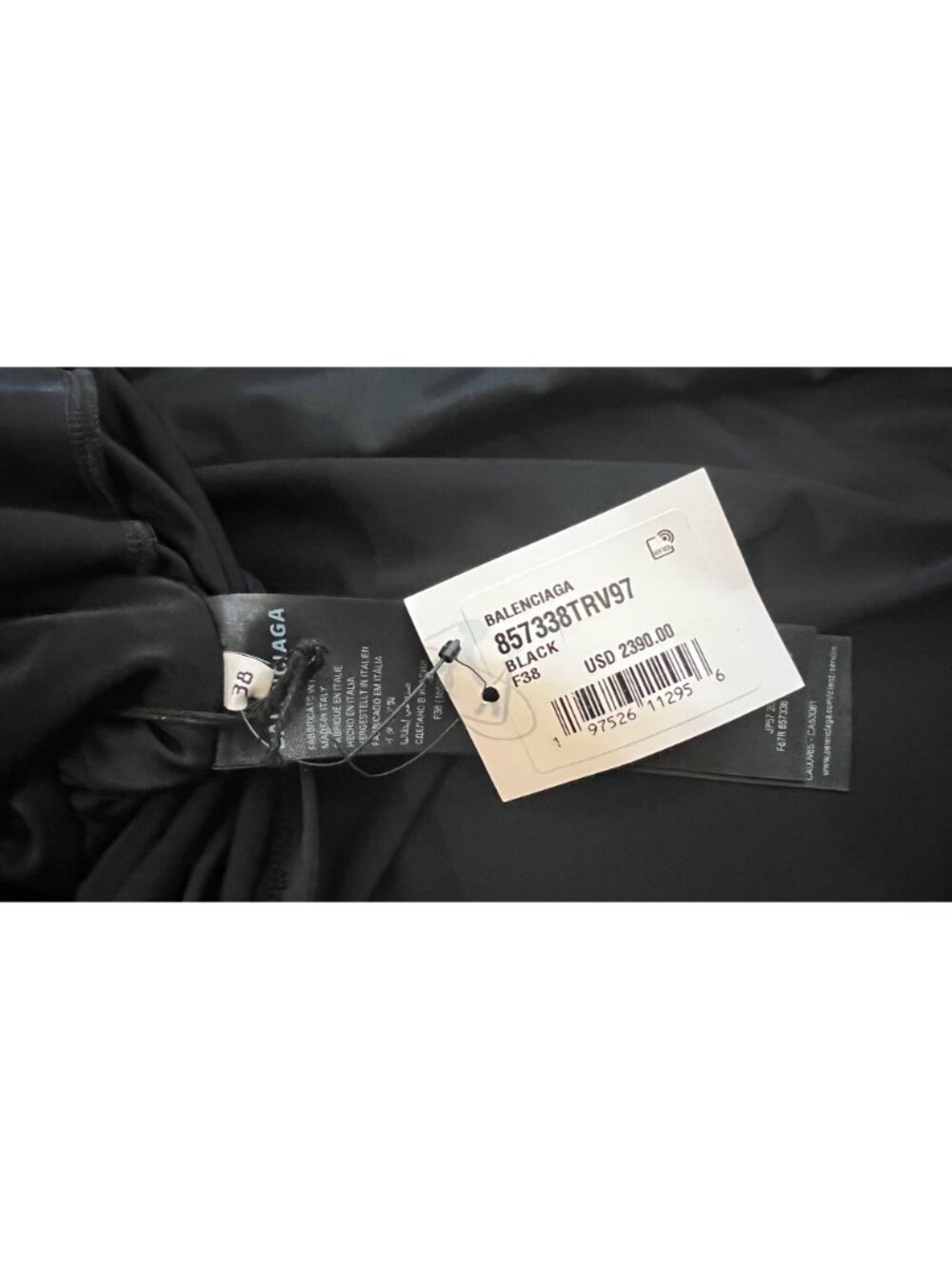 NWT Balenciaga stretch fabric long asymmetrical black dress size FR 38/ US 4-6 - Picture 10 of 12